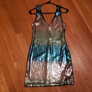 Sequen blue ombre mini dress